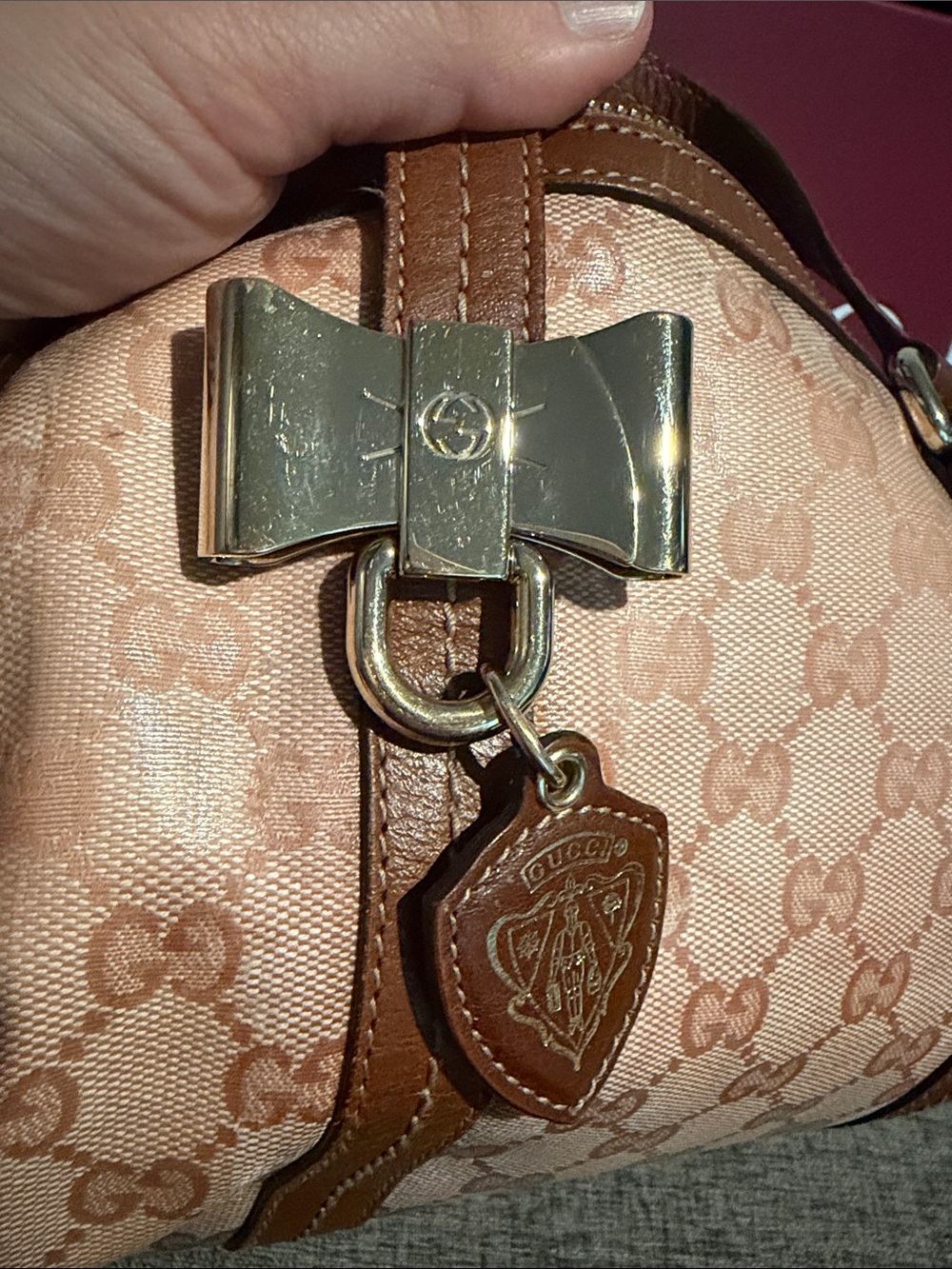 Gucci Pink/Brown GG Crystal Duchessa Small Boston Bag - Picture 16 of 16